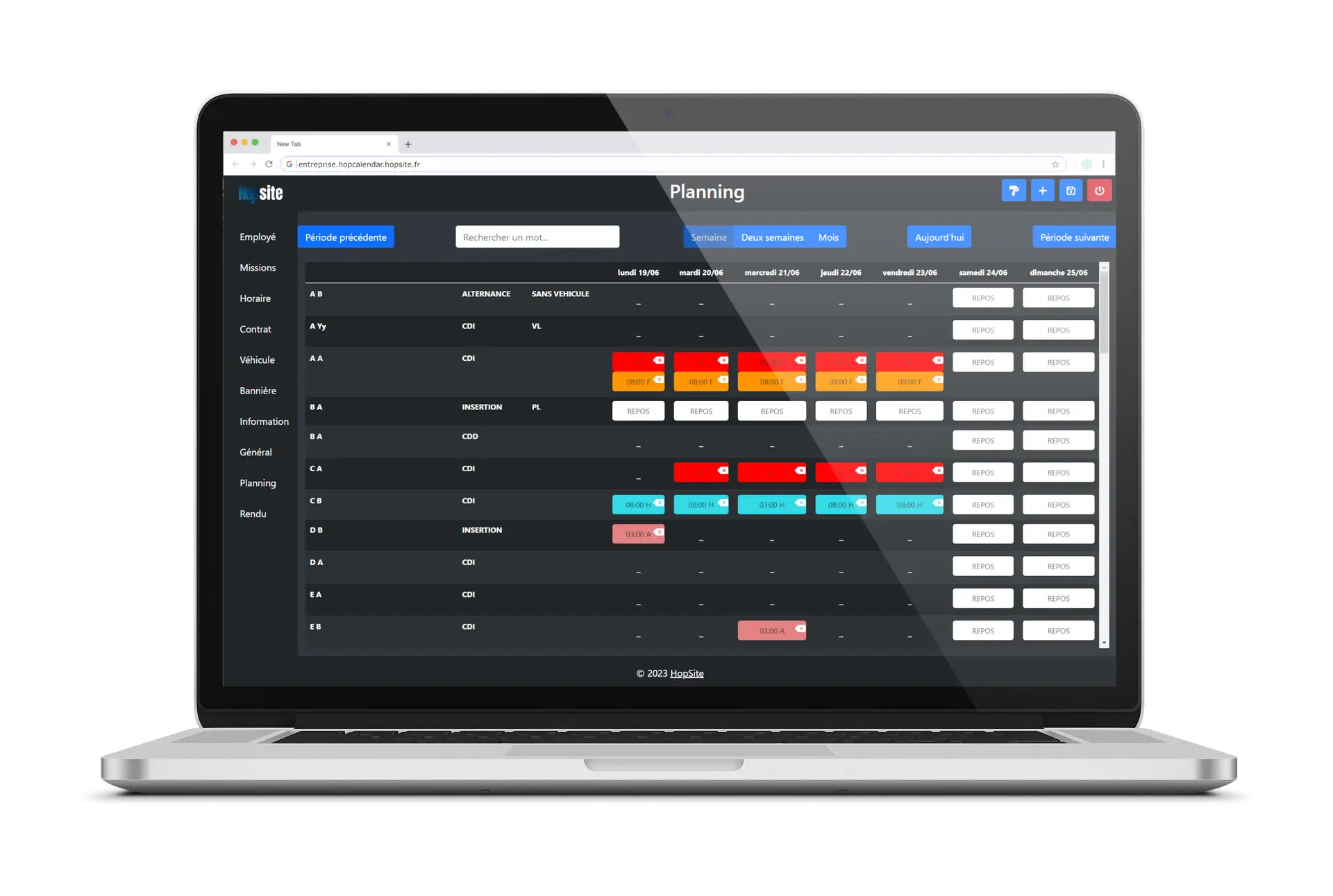 Projet développement de logiciel réalisé par Hopsite - Hopcalendar